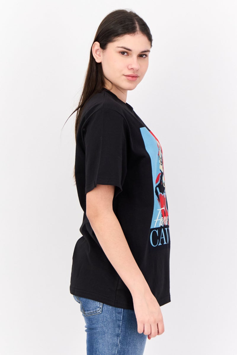 Marilyn Monroe Women Crew Neck Short Sleeve Graphic Print T-Shirt, Black - Image 4